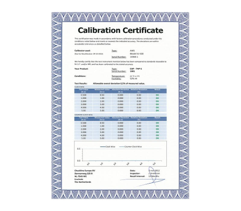 Cic-Torque Etalonnage instrument de couple